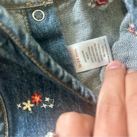 Y2K vintage Gymboree Denim Kids Overalls with Red Accents - Picture 6 of 6